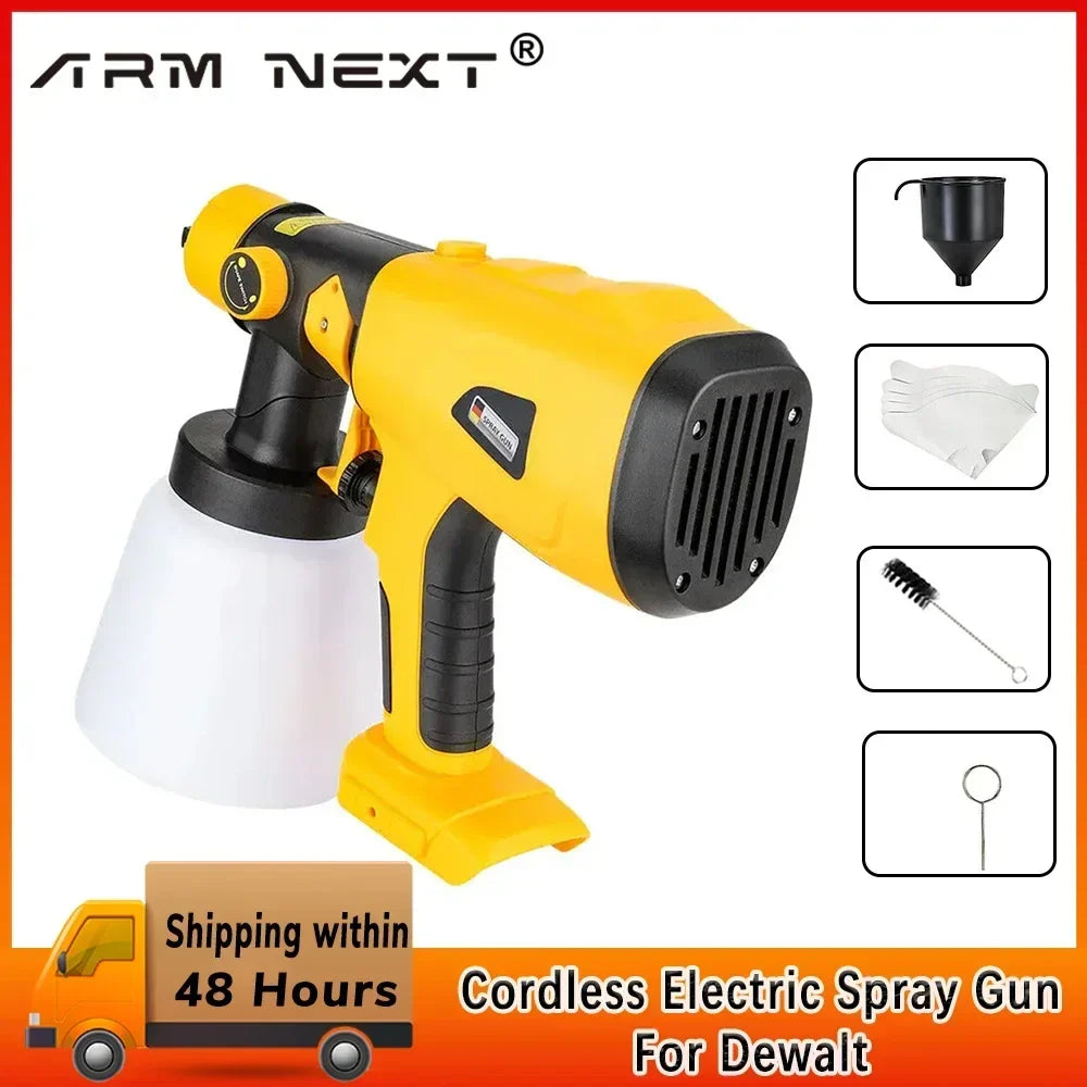 Cordless 800ML Electric Paint Sprayer for Dewalt 18V/20V - 3 Spray Patterns