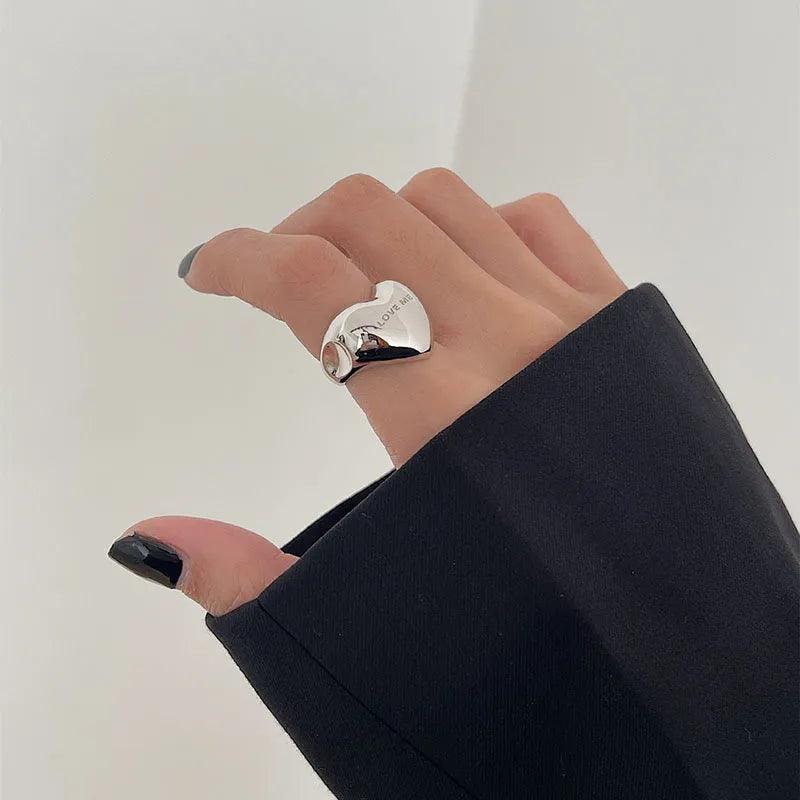 Elegant Love Heart Silver Rings - Chic Jewelry for Women's Parties and Birthdays  ourlum.com   