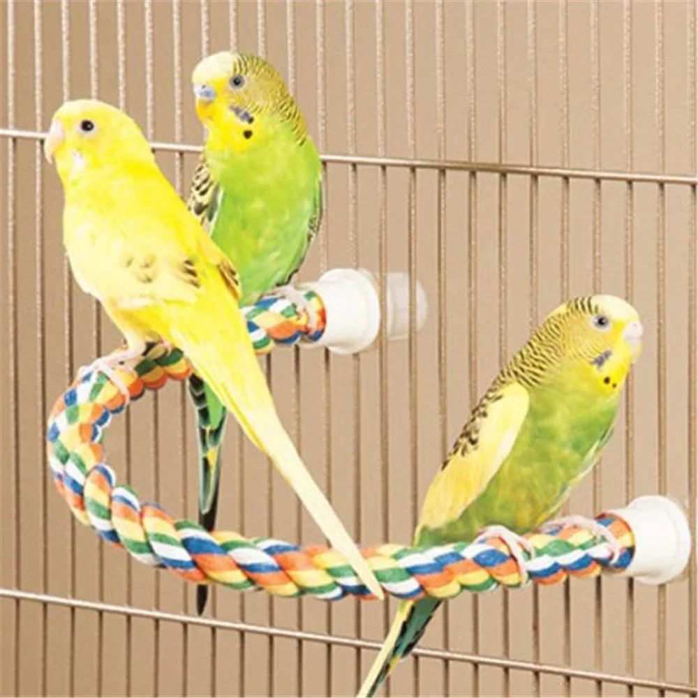 Colorful Parrot Rope Hanging Swing Bird Cage Toy Accessories  ourlum.com   