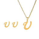 Fashion Stainless Steel Alphabet Initial Necklace Set For Women