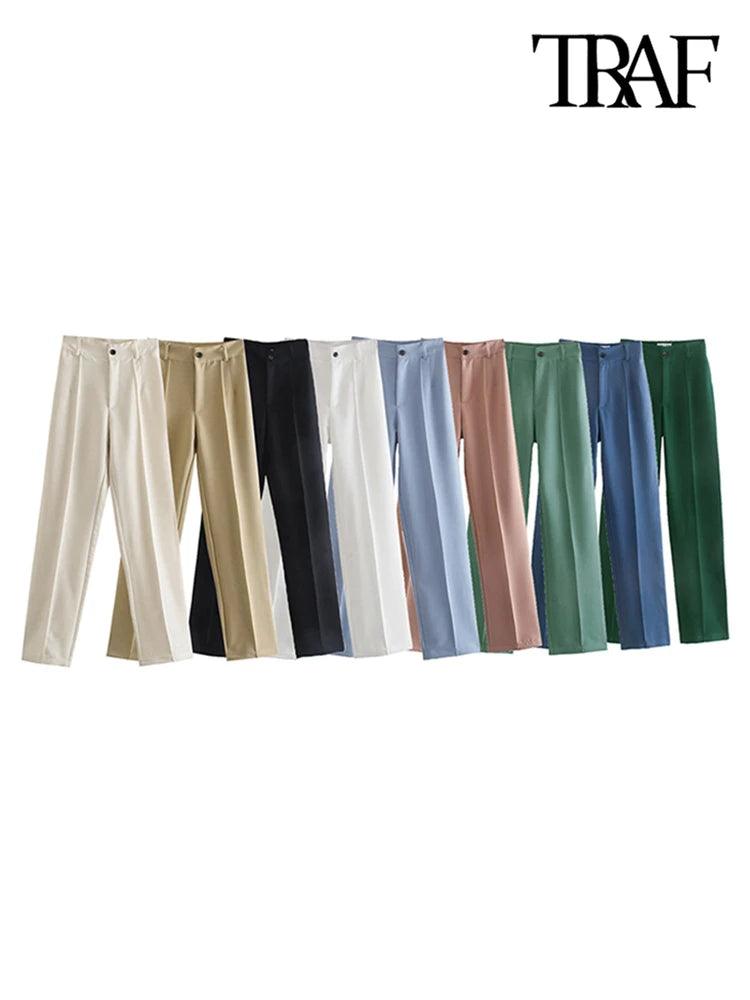 Vintage Chic High-Waist Office Pants for Women  ourlum.com   