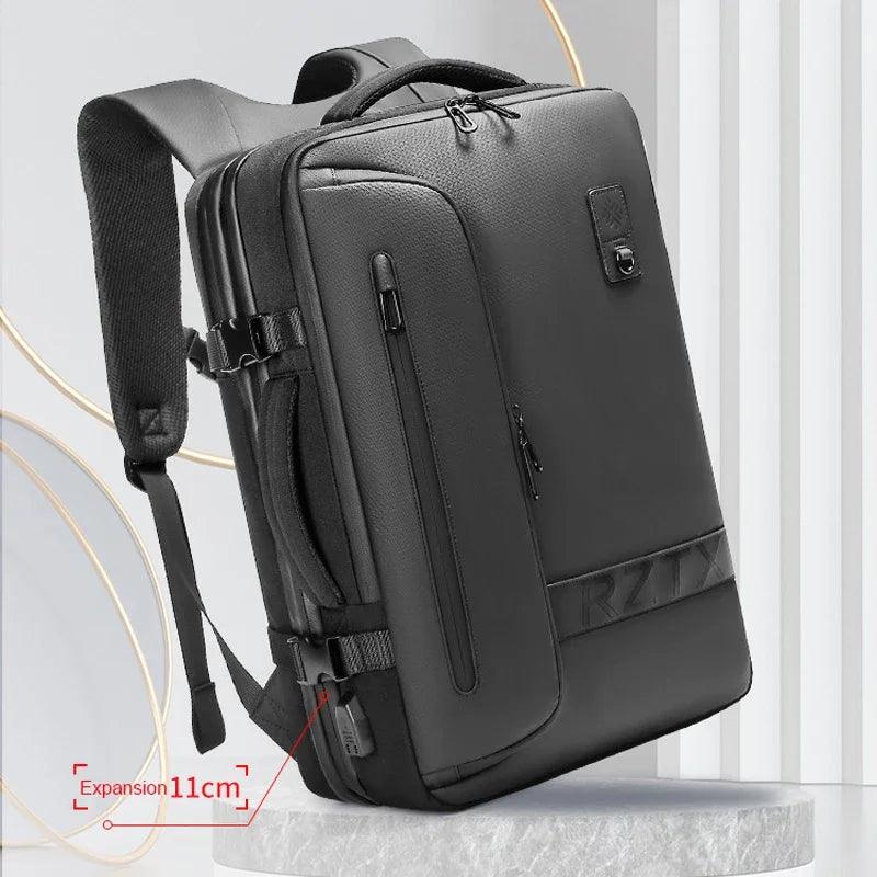 Large Capacity Expandable Airbag Backpack for Men 15.6 Inch Waterproof Laptop Business Bag Vacuum Storage Travel Black Backpacks  ourlum.com   