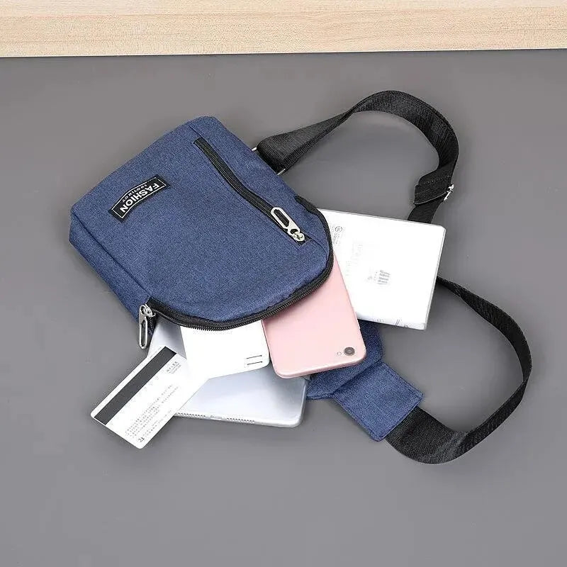 Men Casual Oxford Cloth Chest Bag Waterproof Small Single Shoulder Crossbody Backpack Urban Simple Style Lightweight Travel
