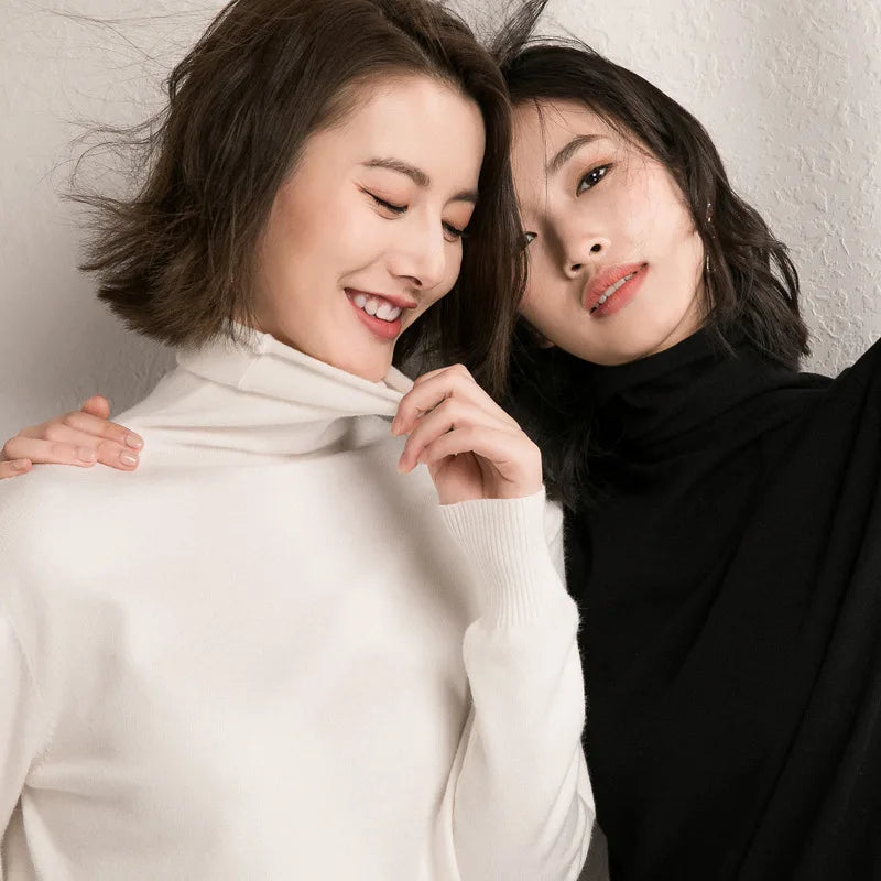 Cozy Chic Korean Style Turtleneck Sweater for Women - Fall/Winter 2023 Collection  ourlum.com   