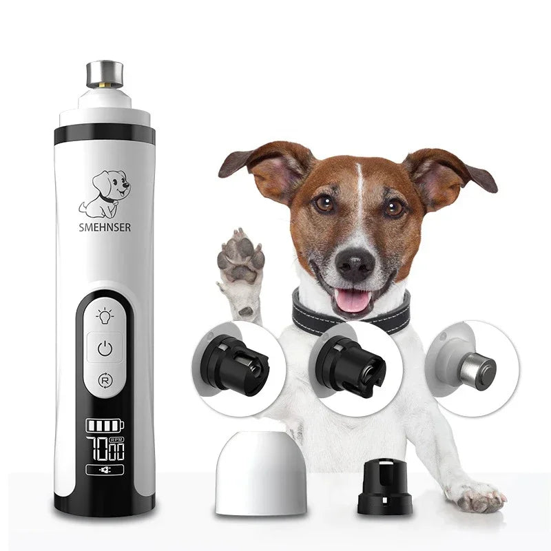 LED Electric Pet Nail Grinder for Dogs and Cats: USB Rechargeable Grooming Trimmer  ourlum.com   