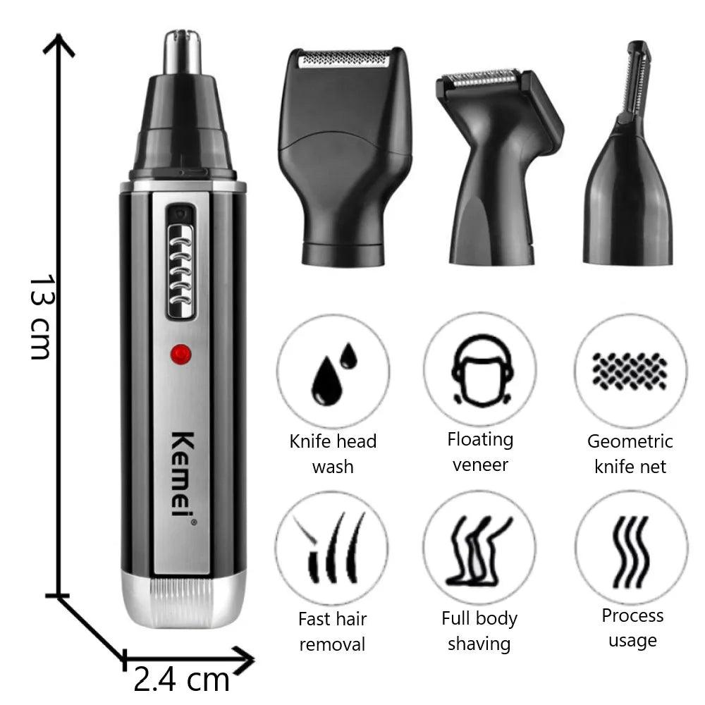 Ultimate 4in1 Grooming Kit for Men - Rechargeable Trimmer for Nose, Beard, Ear, and Eyebrow Hair - Precision Grooming Solution  ourlum.com   