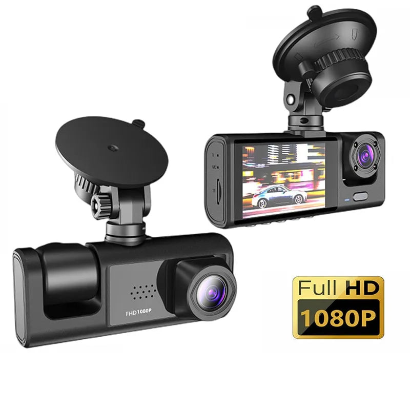 3-Camera Dash Cam: Enhanced Safety with Night Vision & Loop Recording  ourlum.com 3 camera no card  