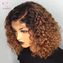 Deep Curly Bob Wig - Brazilian Remy Hair with Highlights