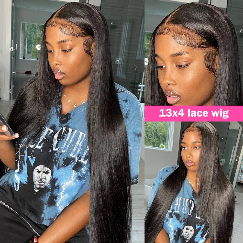 13X4 HD Transparent Lace Frontal Wig Brazilian Straight Lace Front Human Hair Wigs For Women Straight Lace Closure Wigs