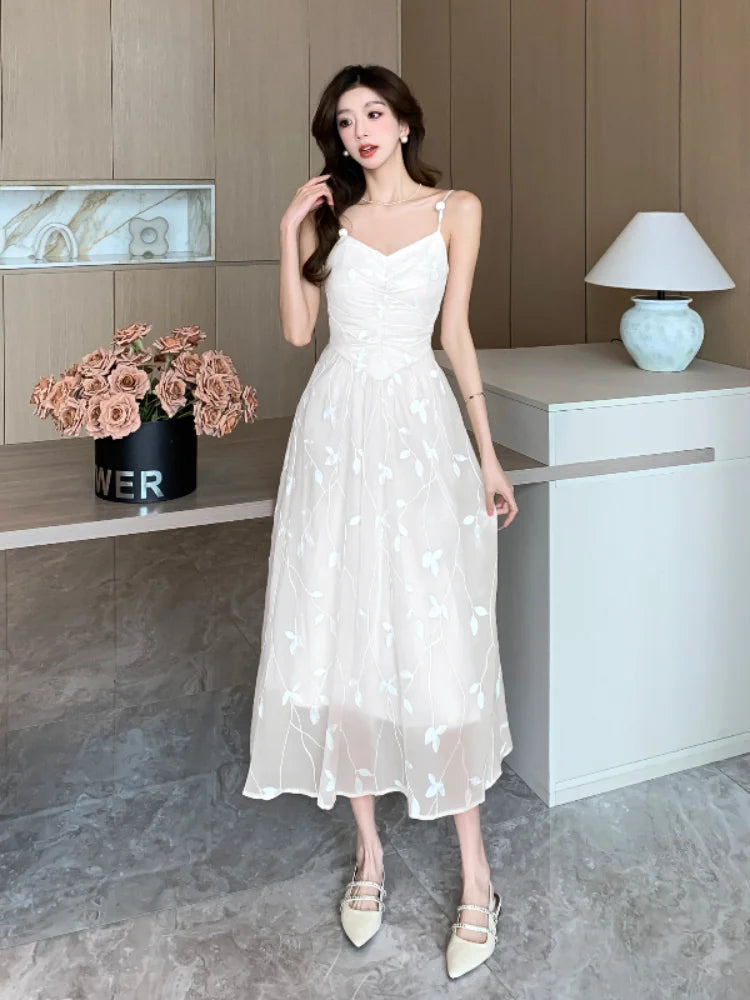 Summer Blossom Halter Dress - Elegant Floral Sleeveless Midi Dress for Women's Evening Wear  Our Lum   