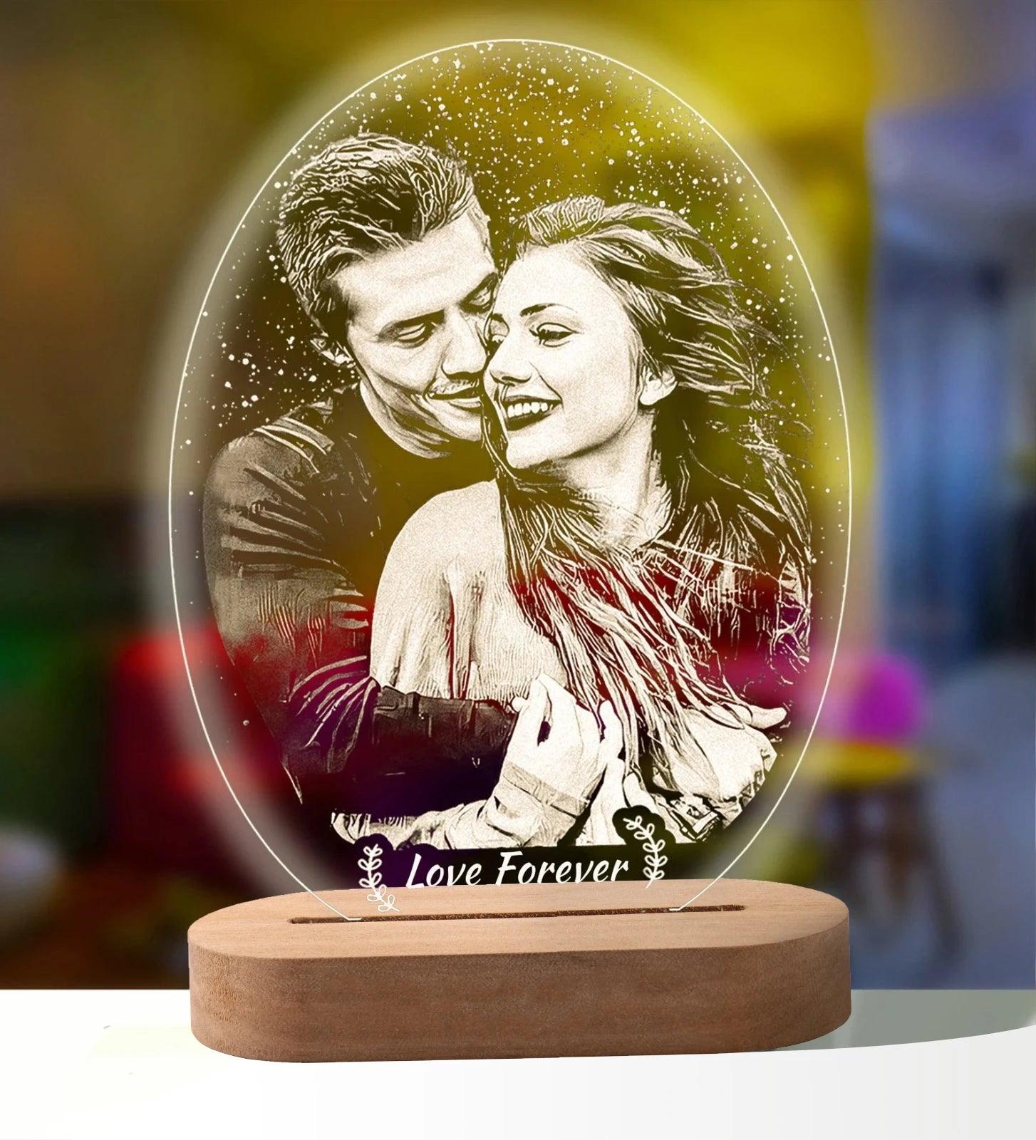 Personalized 3D Photo Lamp with Customized Text and Images - Ideal for Valentine's Day, Weddings, Birthdays, and More  ourlum.com 1-color base 01 