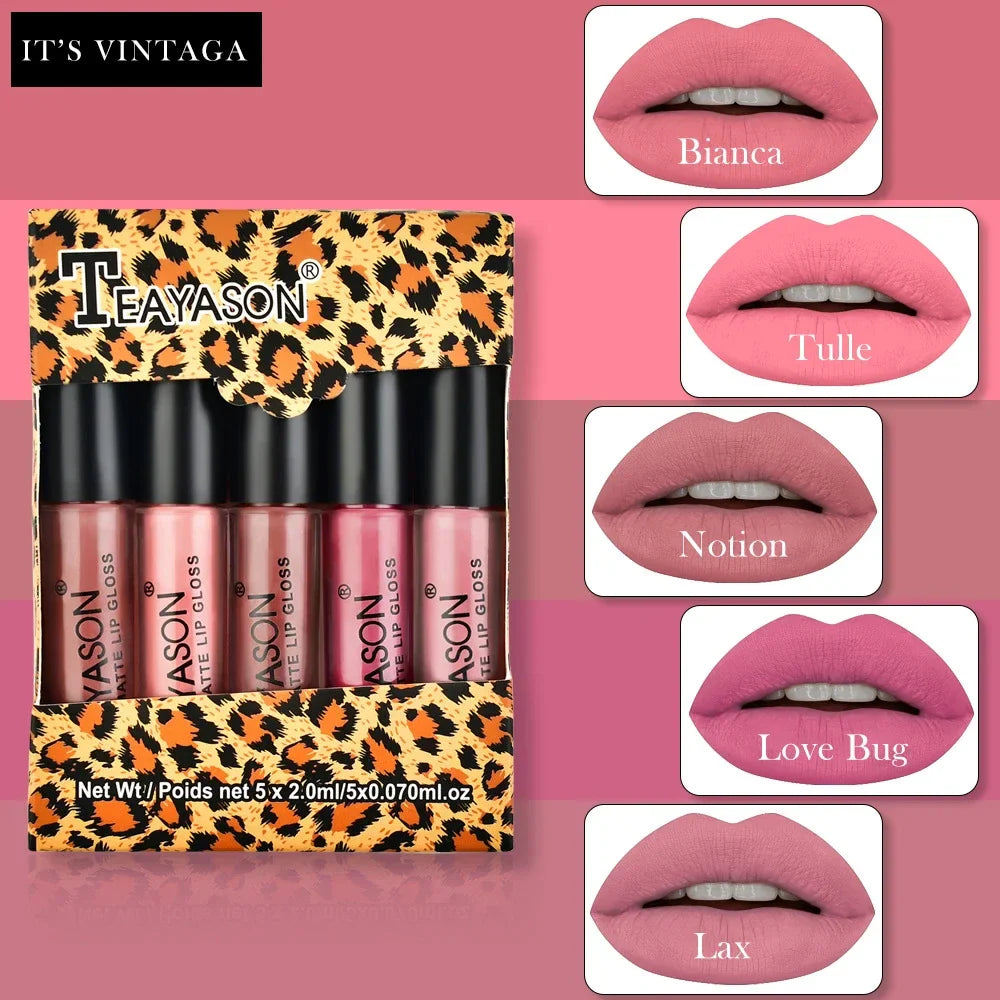 5Pcs/Set Waterproof Lipstick Sexy Vampire Lip Stick Matte Velvet Lipsticks Lips Makeup Cosmetics Labiales Matte  ourlum.com   