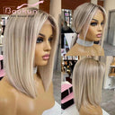 Ash Blonde Lace Front Bob Wig - Premium Human Hair Wig