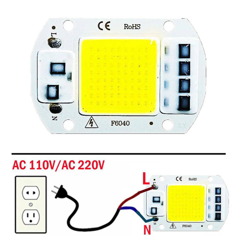 Brightest LED COB Chip Lamp DIY Flood Light Bulb IP65 Smart IC 20W 30W 50W Spotlight Outdoor - No Driver Needed  ourlum.com Cold White AC 110V 20W 