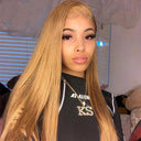 27 Inch Honey Blonde HD Lace Front Wig 180 Density Straight Hair