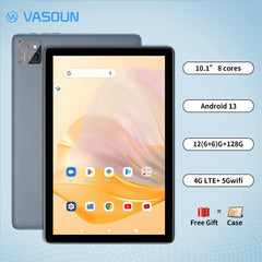 VASOUN 10.1" Octa Core Android Tablet - Fast Performance, 128GB Storage, and Long Battery Life for Seamless Multitasking