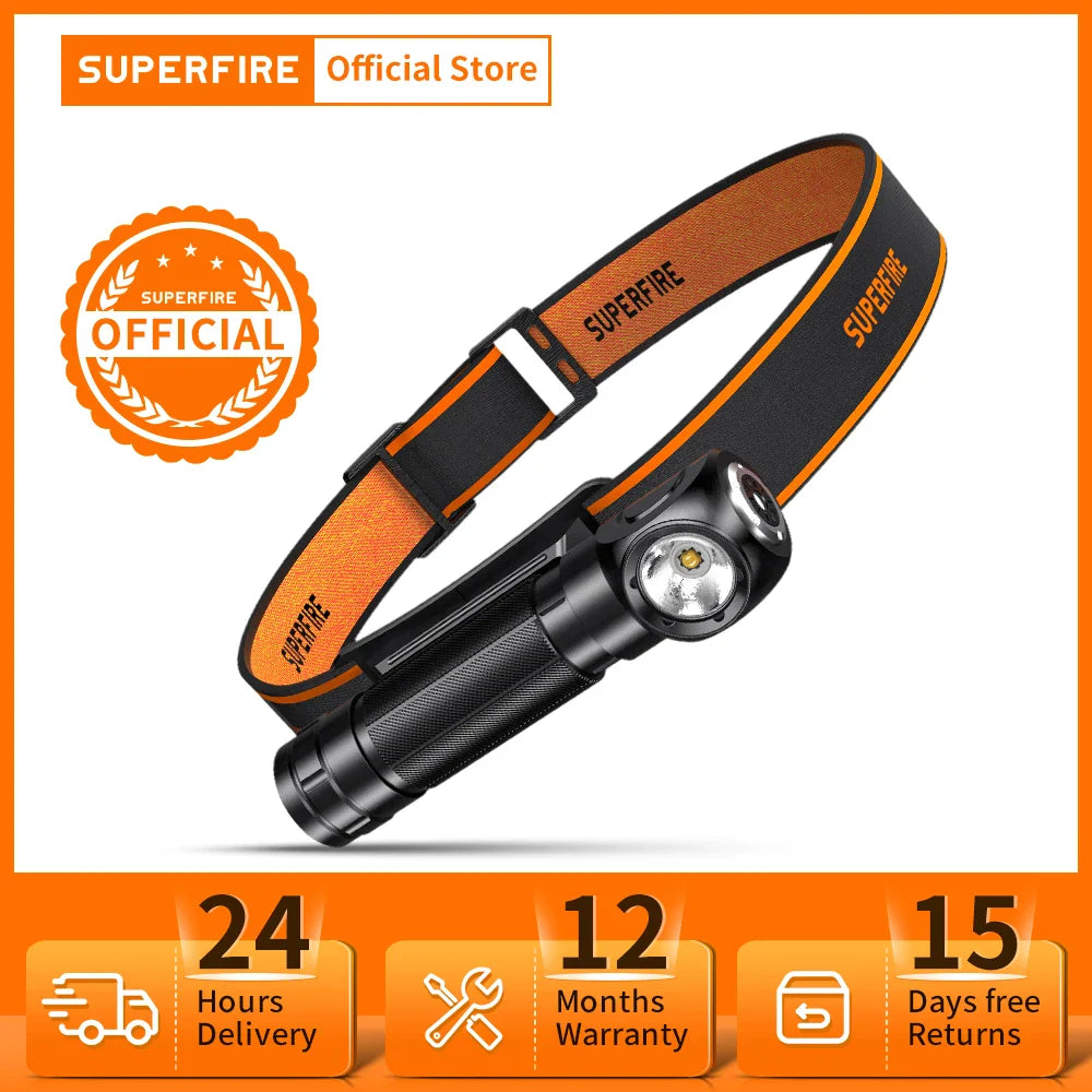 SUPERFIRE TH04 LED Headlamp: Rechargeable Headlight with Magnet Tail  ourlum.com   