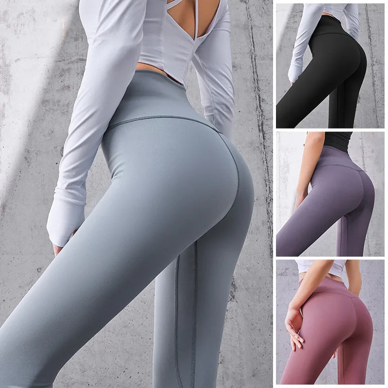 High-Waisted Ribbed Yoga Leggings for Women | Seamless Tummy Control Gym Tights