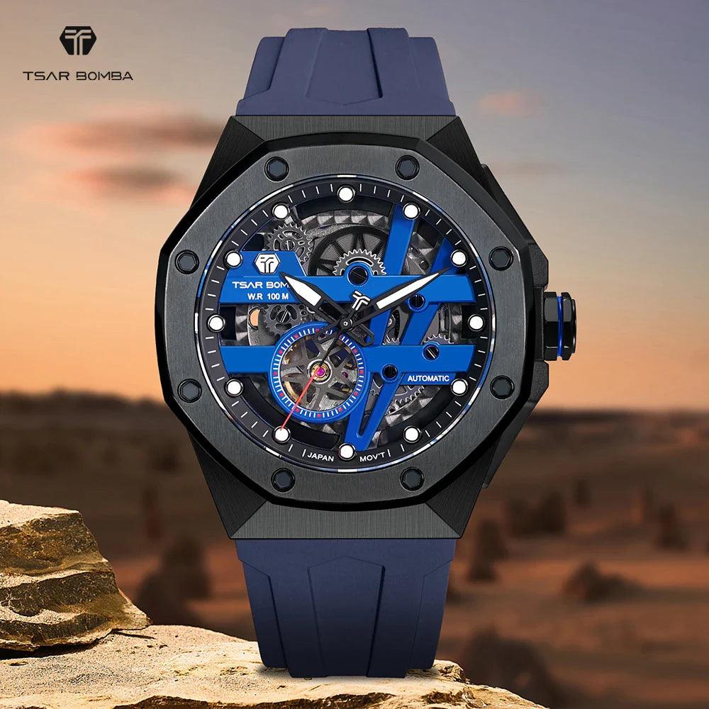 Premium Men's Automatic Mechanical Watch - TSAR BOMBA Waterproof Sapphire Dial