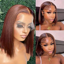 13x4 Brown Straight Lace Front Bob Wig 180% Density Hair