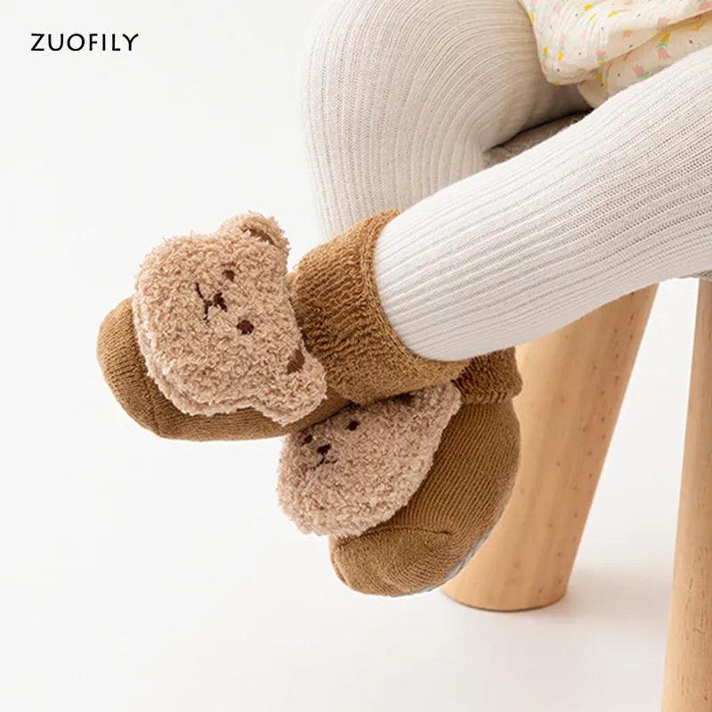 Adorable Winter Cartoon Animal Baby Socks - Cozy Cotton Bear Design for Newborns and Toddlers  ourlum.com   