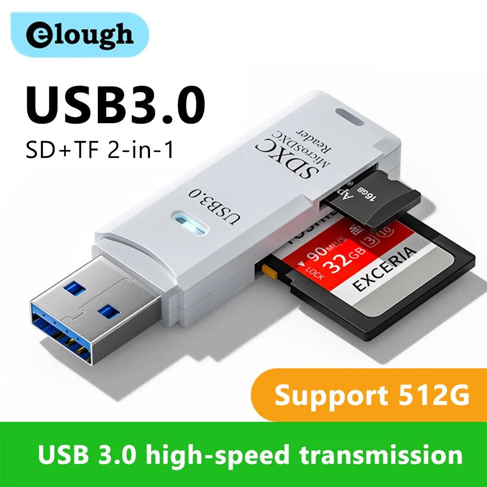 Ultimate 2 in 1 USB 3.0 Card Reader: High Speed Multi-card Writer Adapter for Flash Drive Laptop  ourlum.com   