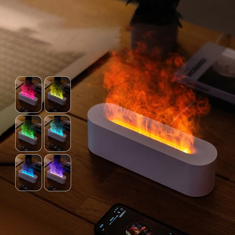RGB Flame Aroma Diffuser & Humidifier: Colorful Simulated Flames, Quiet Operation  ourlum.com   