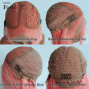 Vibrant Pink Bob Lace Front Wig With Blonde Straight Hair