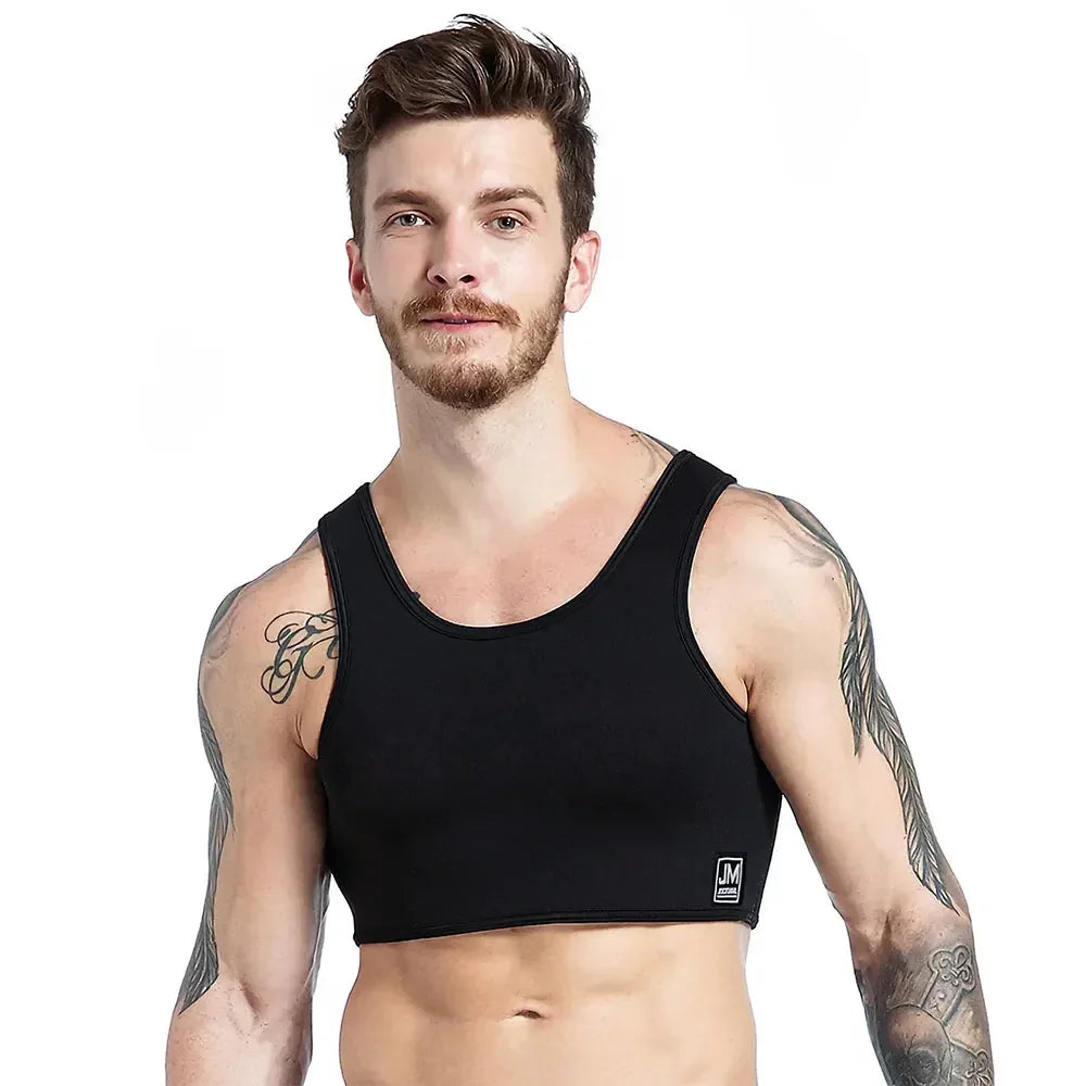 Men's Neoprene Tank Top Chest Supports Body Shaper Waist Trainer Sauna Vest Sweat Shirt Corset Abdomen Slimming Fat Burn Fitness