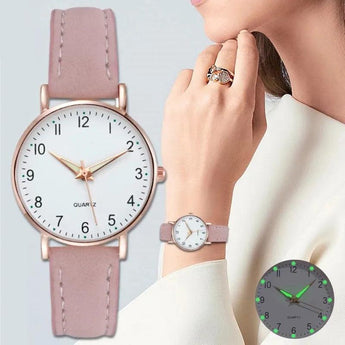 Chic Leather Belt Women's Watch with Small Dial and Quartz Movement  ourlum.com   