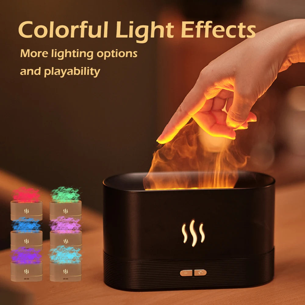 Multi-Function Ultrasonic Aroma Diffuser with Colorful Flame Simulation