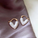 White Oil Droplet Heart Earrings Korean Chic Jewelry