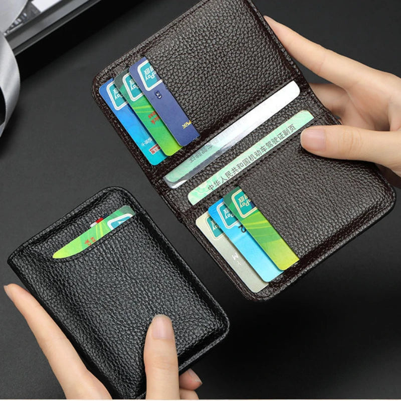 Men's Card Holder Thin Mini Wallet Card Storage Bag Unisex Exquisite Pu Coin Purse Rfid Blocking Bank Card Cash Storage Pouch