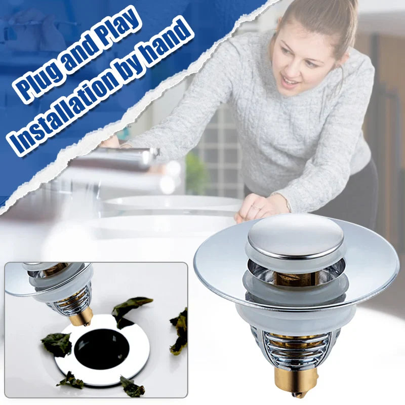 Stainless Steel Pop-Up Sink Strainer Hair Catcher Shower Stopper  ourlum.com   