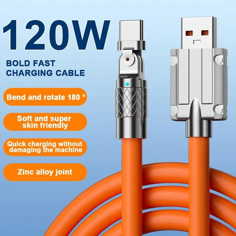 Fast Charging Data Cable with 180° Rotating Design - Compatible Extended Length and Bold Silicone Material  ourlum.com   