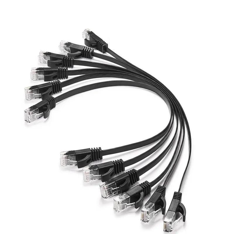 CAT6 Flat UTP Ethernet Network Cable - 6 Pack Assorted Lengths, Black/Blue/White  ourlum.com   