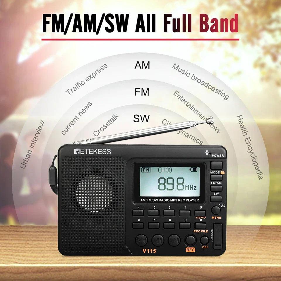 RETEKESS V115 Shortwave Radio USB Recorder: Compact Design, Recording Function  ourlum.com   