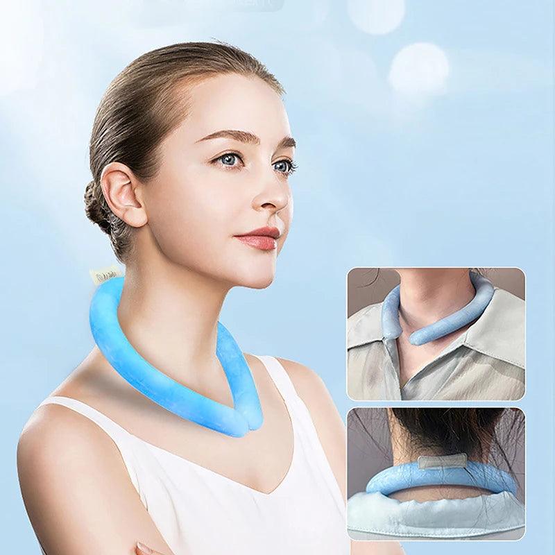 1pc Neck Cooling Ring Neck Massager Summer Cooler Rings Cool Tube Collar Reusable Neck Cooling Ring Ice Cushion Tube