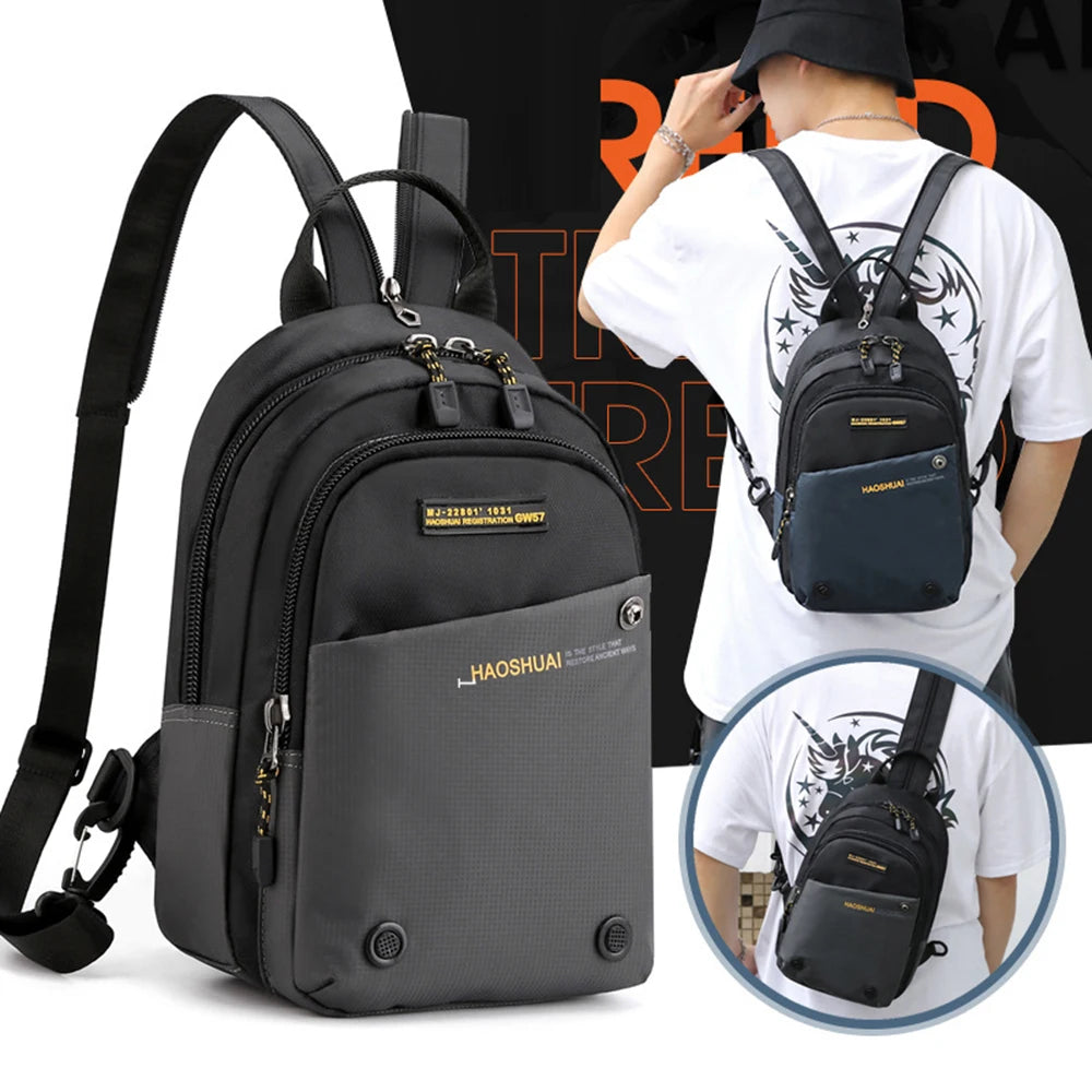 Men Small Backpack Rucksack Messenger Cross Body Chest Bags Multi-purpose Military Travel Nylon Male Fashion Daypack  Knapsack