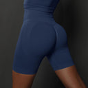 Booty-Lifting Seamless Yoga Shorts for Women - High Waist Fitness Gym Wear  ourlum.com Dark Blue M 