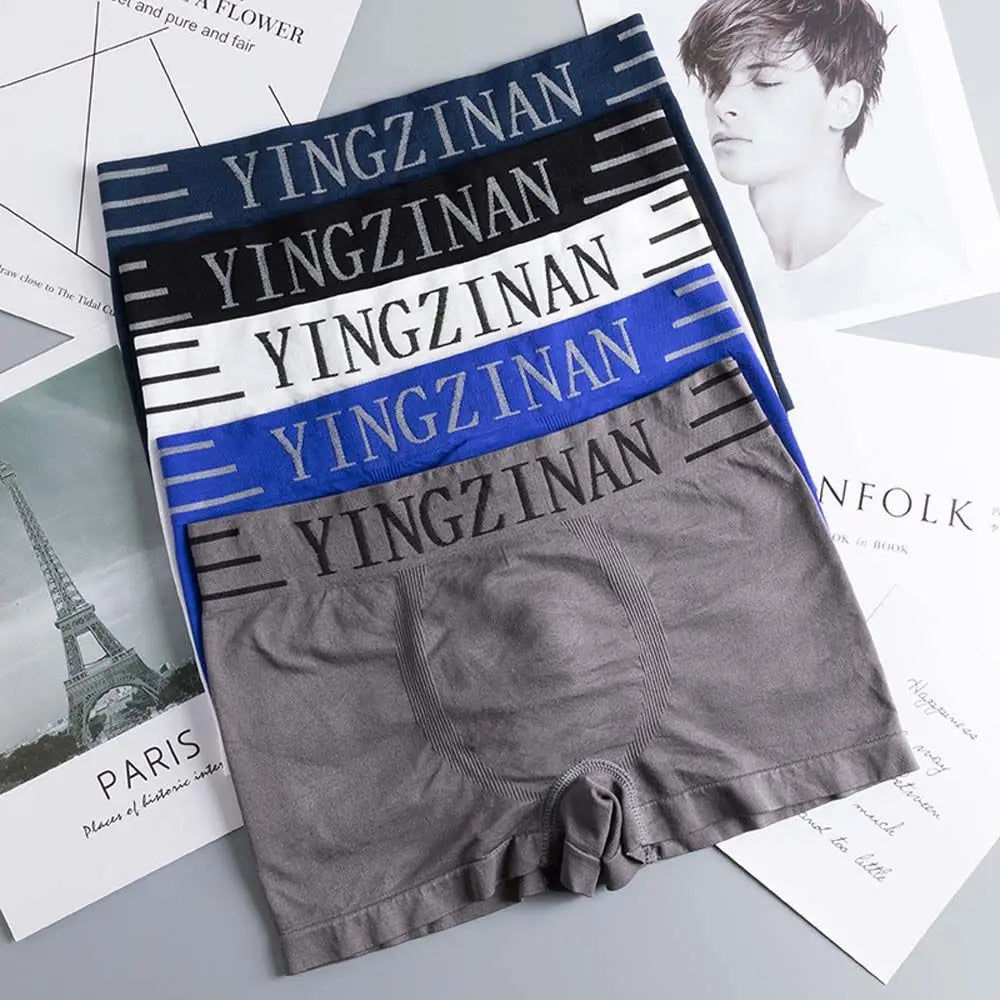 Men's Comfortable Seamless Boxer Brief Japanese Style High Elastic Panties Shorts Solid Color Letters Breathable Loose Boxer