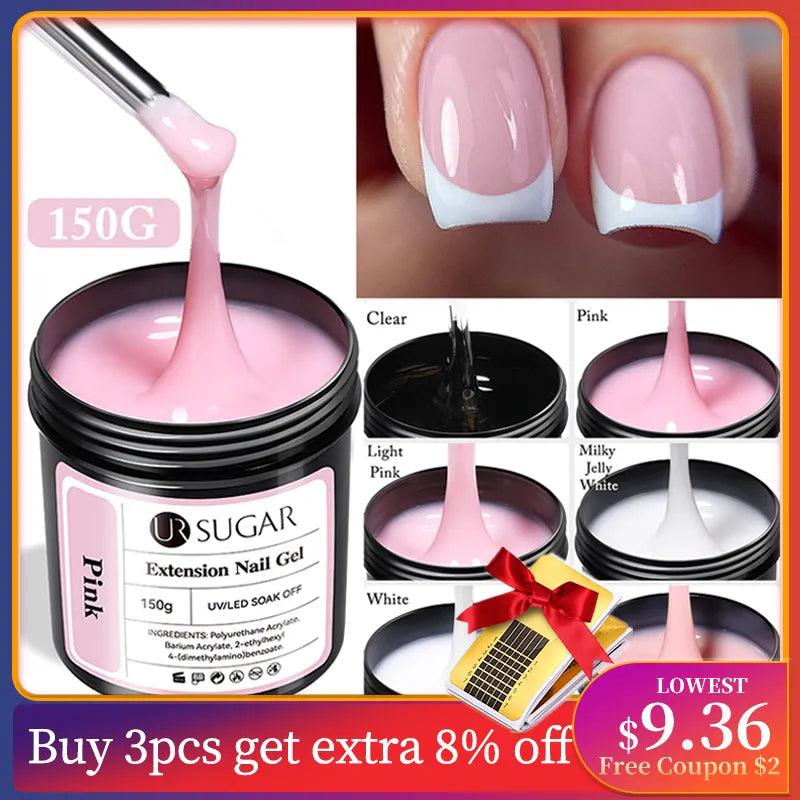 UR SUGAR 150g Extension French Acrylic Gel Soak Off UV LED Camouflage Color Hard Gel Jelly Fast Dry Nail Building Extend Gum Gel  ourlum.com   