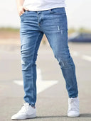 Men's Jeans Stretch Slim Fit Trousers Casual Denim Pants