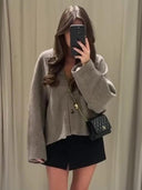 Chic Wool V Neck Coat For Women Elegant Office Jacket