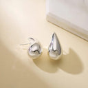 Vintage Gold Teardrop Earrings - Stainless Steel Statement Drops