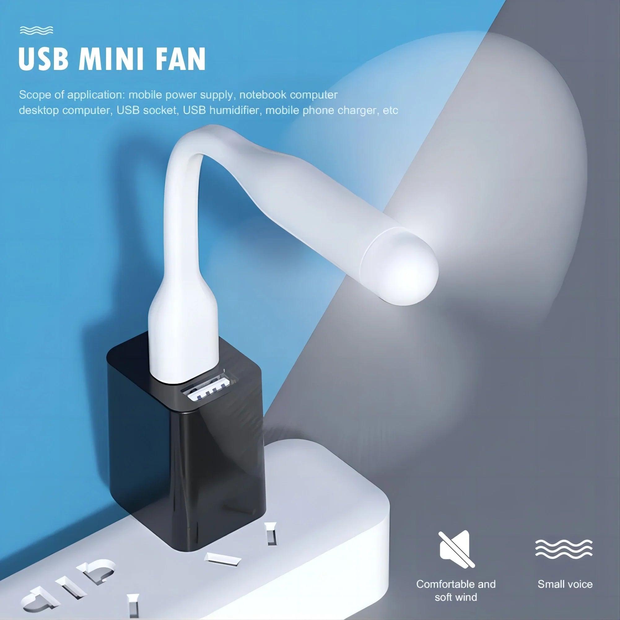 Mini USB Fan Portable Bendable Handheld Fan Multifunctional For Power Bank Laptop AC Charger For Computer Summer Gadgets  ourlum.com   