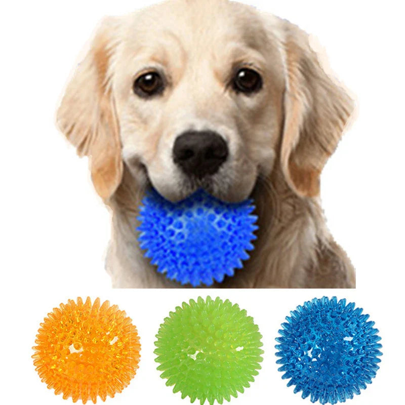 Pet Interactive Dental Care Toy: Colorful Squeaky Chew Ball for Dogs  ourlum.com   