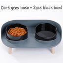 Adjustable Cat Double Bowls Feeder for Healthy Pet Eating  ourlum.com Gray-2b  