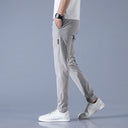 Ice Silk Men's Pants 2023 Summer New Black Gray Casual Wear