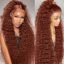 13x4 Reddish Brown HD Transparent Water Wave Frontal Wig